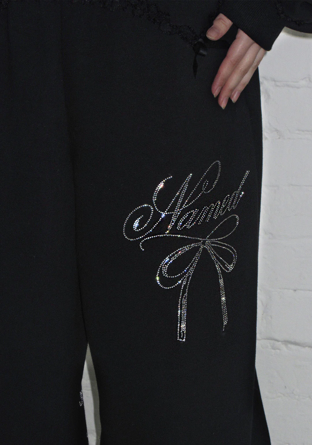 CONFESSIONS RHINESTONE OVERSIZED SWEATPANTS BLACK - Image 5