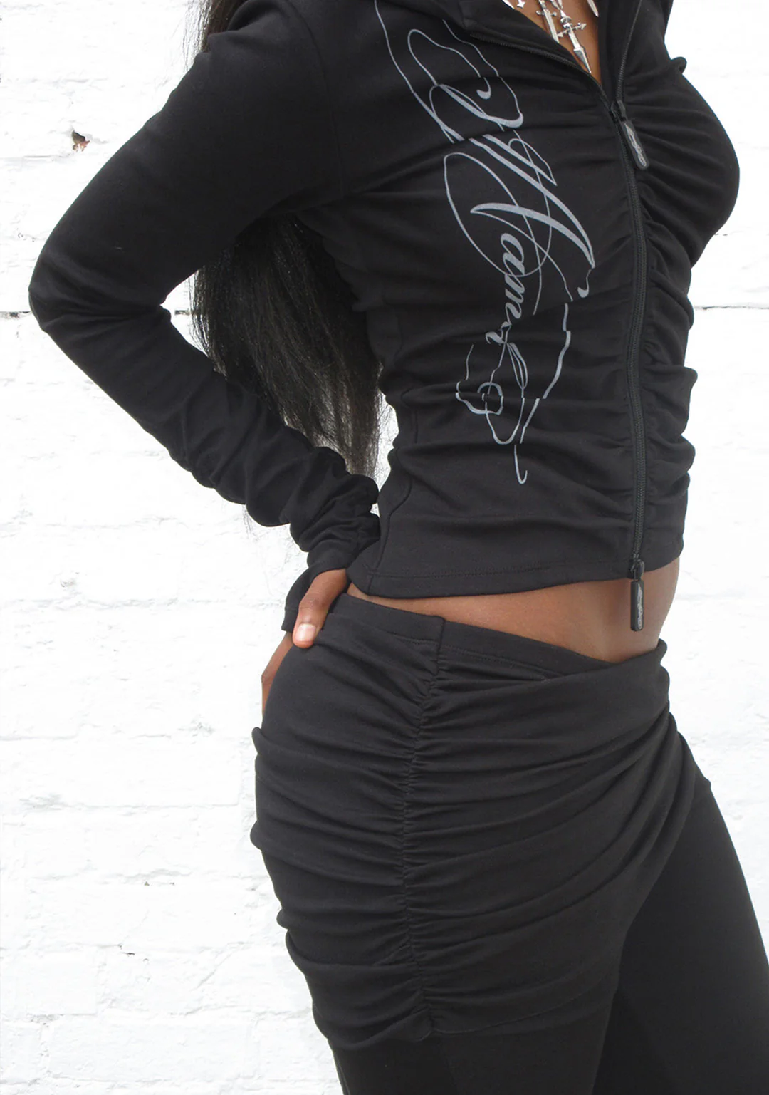 CRUSH SCULPT STRETCH DRAPE PANTS BLACK - Image 4