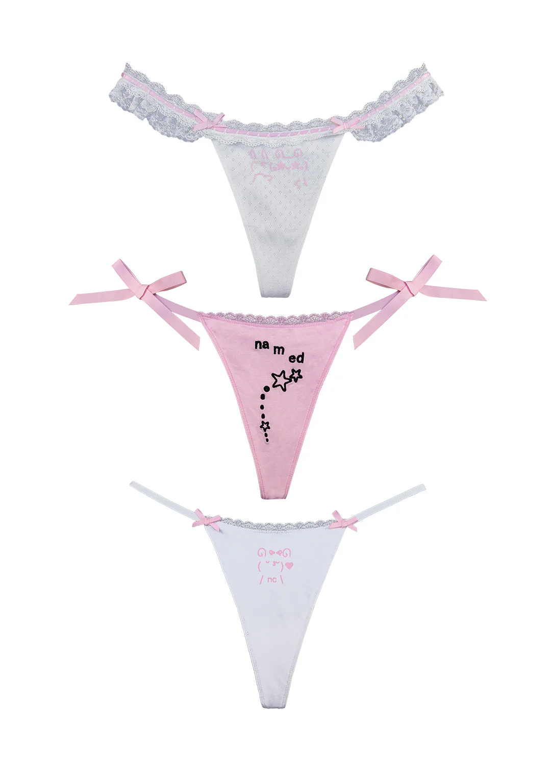 MALFUNCTION THONG BABY PINK AND WHITE (3 PACK)