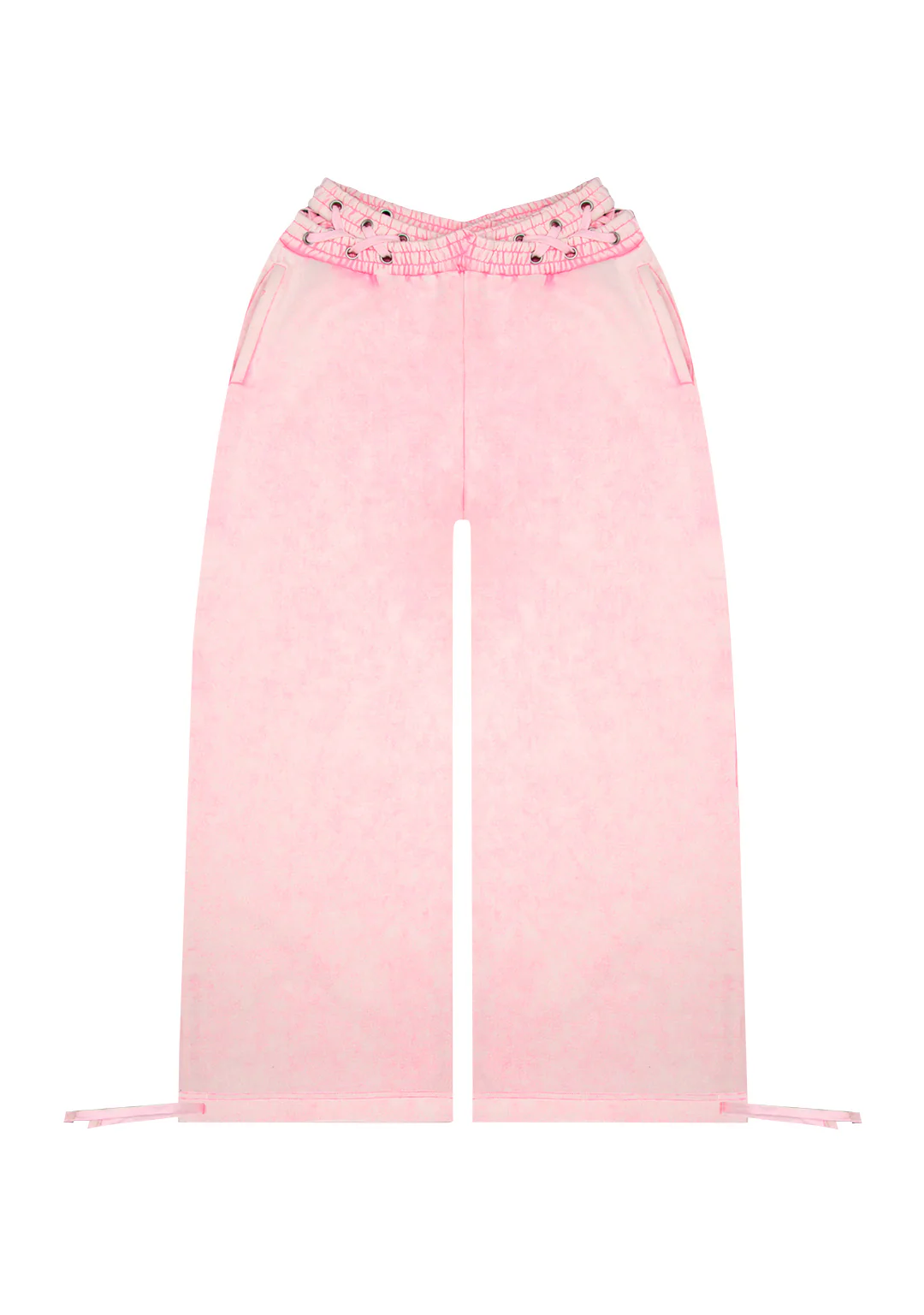 VENDETTA LACE UP OVERSIZED SWEATPANTS WASHED BABY PINK