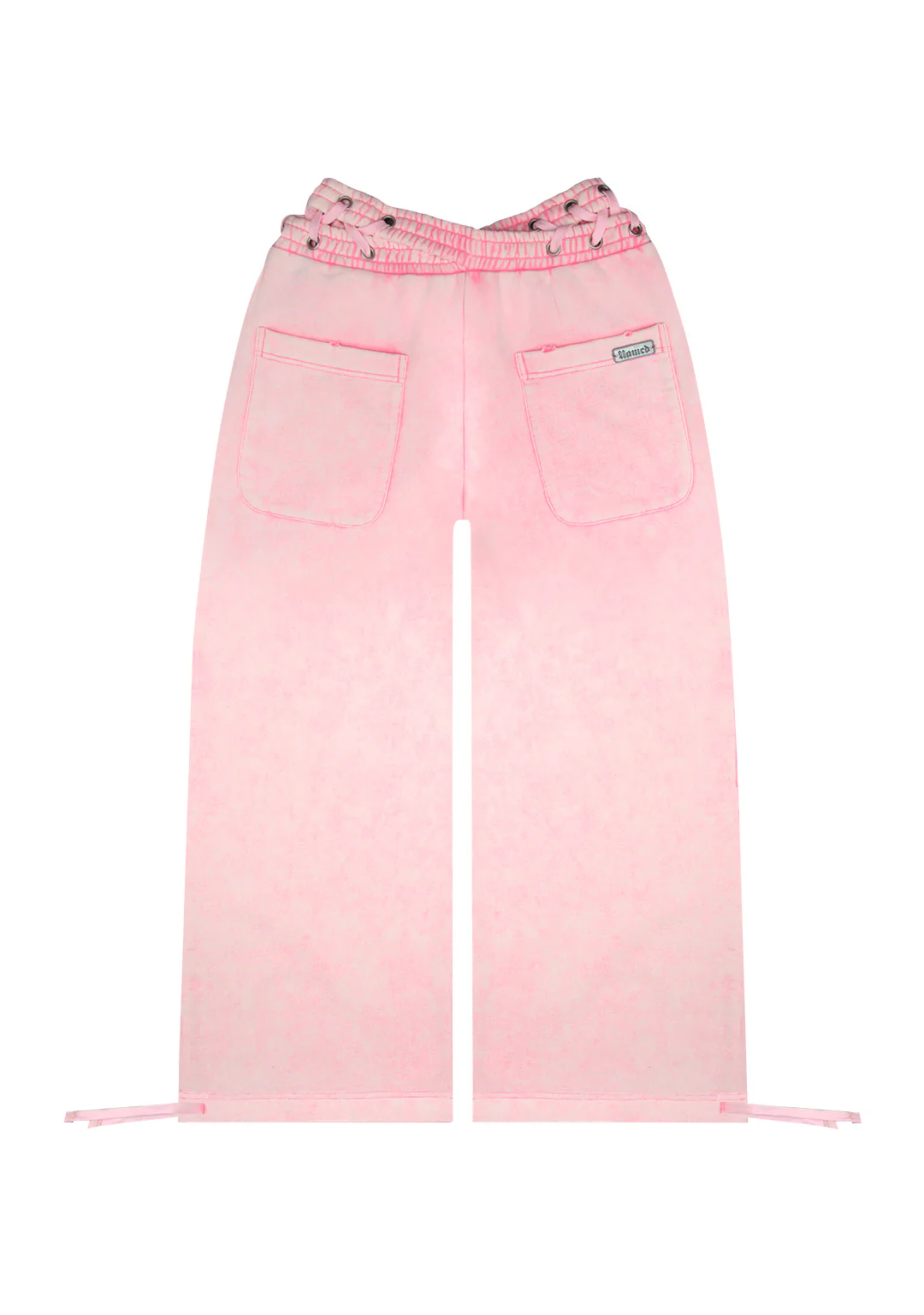VENDETTA LACE UP OVERSIZED SWEATPANTS WASHED BABY PINK - Image 6